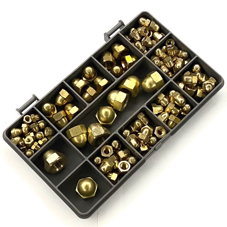 120 Assorted Piece Solid Brass M4 M5 M6 M8 M10 Dome Acorn Decorative Nuts Kit