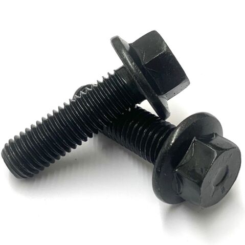 M12 (1.5mm Pitch) x 45mm  Hexagon Head Flange High Tensile Self Black Colour Grade 10.9, DIN 6921, (Fine Pitch)