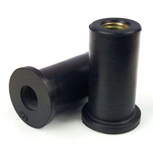 M8 x 25mm (4 -10mm Range), Rubber Well Nuts, Flexi-Nut with Threaded Brass Insert