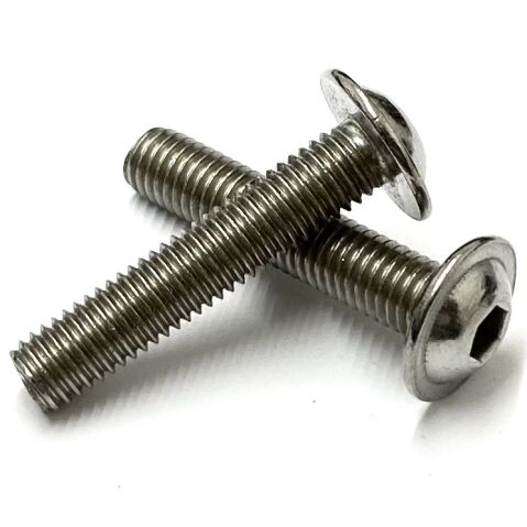 M6 x 40mm Flanged Socket Button Screws/Bolt, Stainless Steel A2 (304), ISO 7380