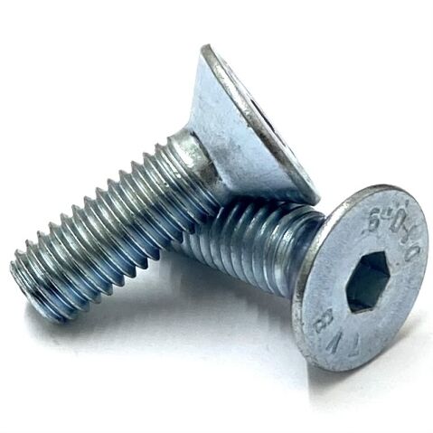 M6 x 30mm Socket Countersunk Screw/Bolt High Tensile Grade 10.9, Zinc Plated de-embrittled, DIN 7991