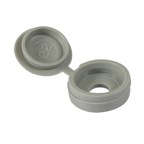 10g/12g - To fit 5.0 to 6.0 - Screw Hinged Screw Cover Caps, Large - Light Grey