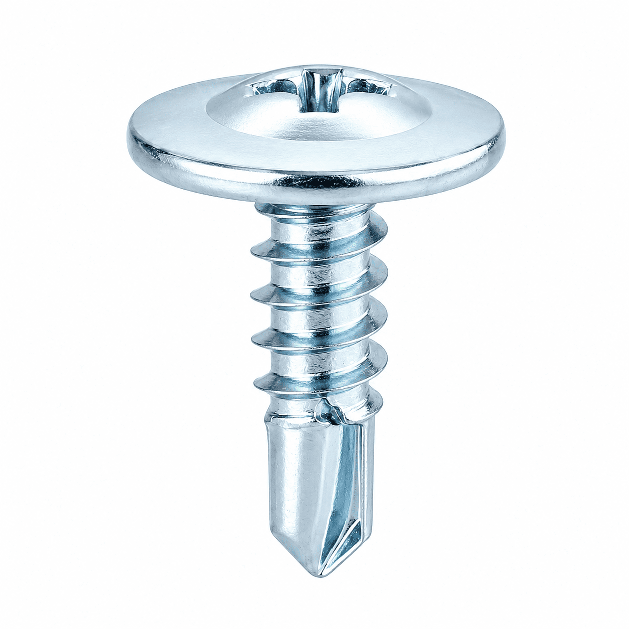4.2 x 19mm Phillips Wafer Head Screws - Metal Construction Sheet & Framing Screws - Self Drilling - Zinc Plated
