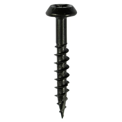 12 x 1.1/2" (6.0 x 40mm) Rainwater Screws - PZ - Low Profile Pan - Exterior - Black