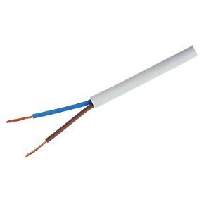 1mm 3182Y 2 Core Electrical Flex Round Cable Wire (Per 1 Meter) - White