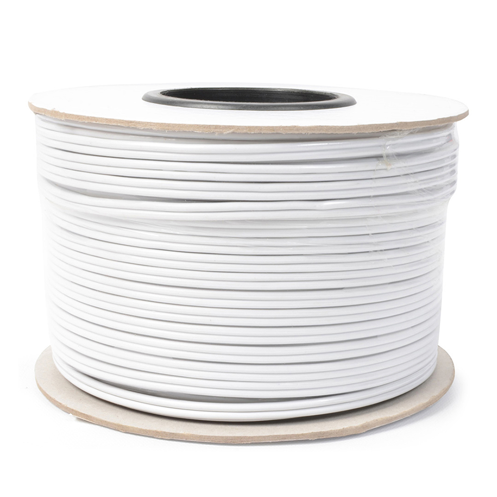 1.5mm 3182Y 2 Core Electrical Flex Round Cable Wire (100 Meter Roll) - White