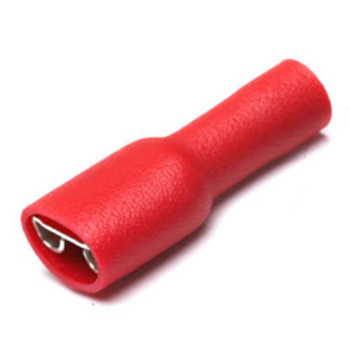 2.8 x 0.5mm Crimp Fully Insulated Female Push-On Spade Terminals - Red