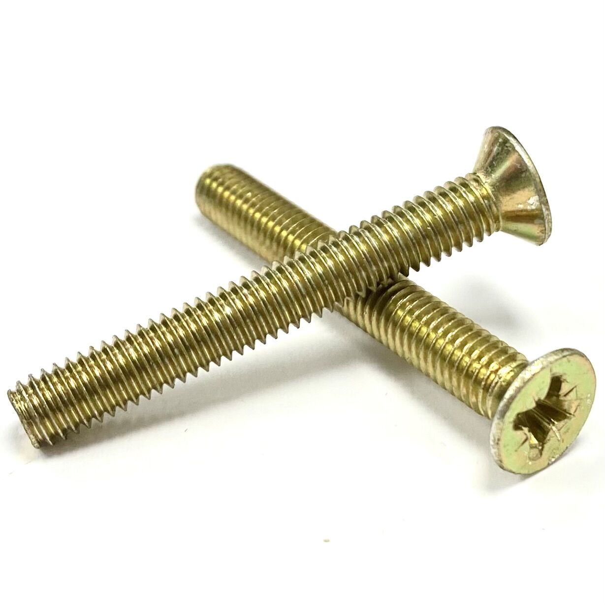 M3.5 x 12mm Machine Screw, Countersunk Pozi Yellow Zinc Plated, YZP, DIN 965