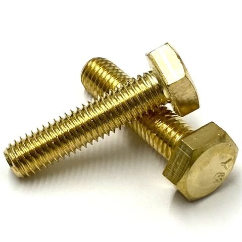 M6 x 25mm Hexagon Setscrews, Solid Brass, Fully Threaded, DIN 933
