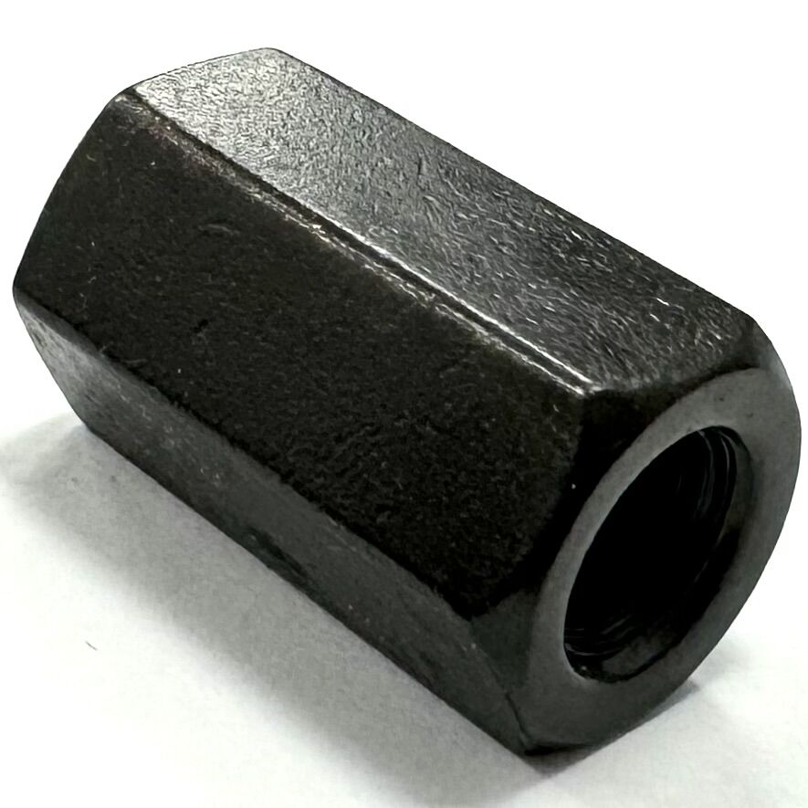M10 x 30 Hexagon Studding Connector Nut, Mild Steel Black Passivated, Grade 4 DIN 6334