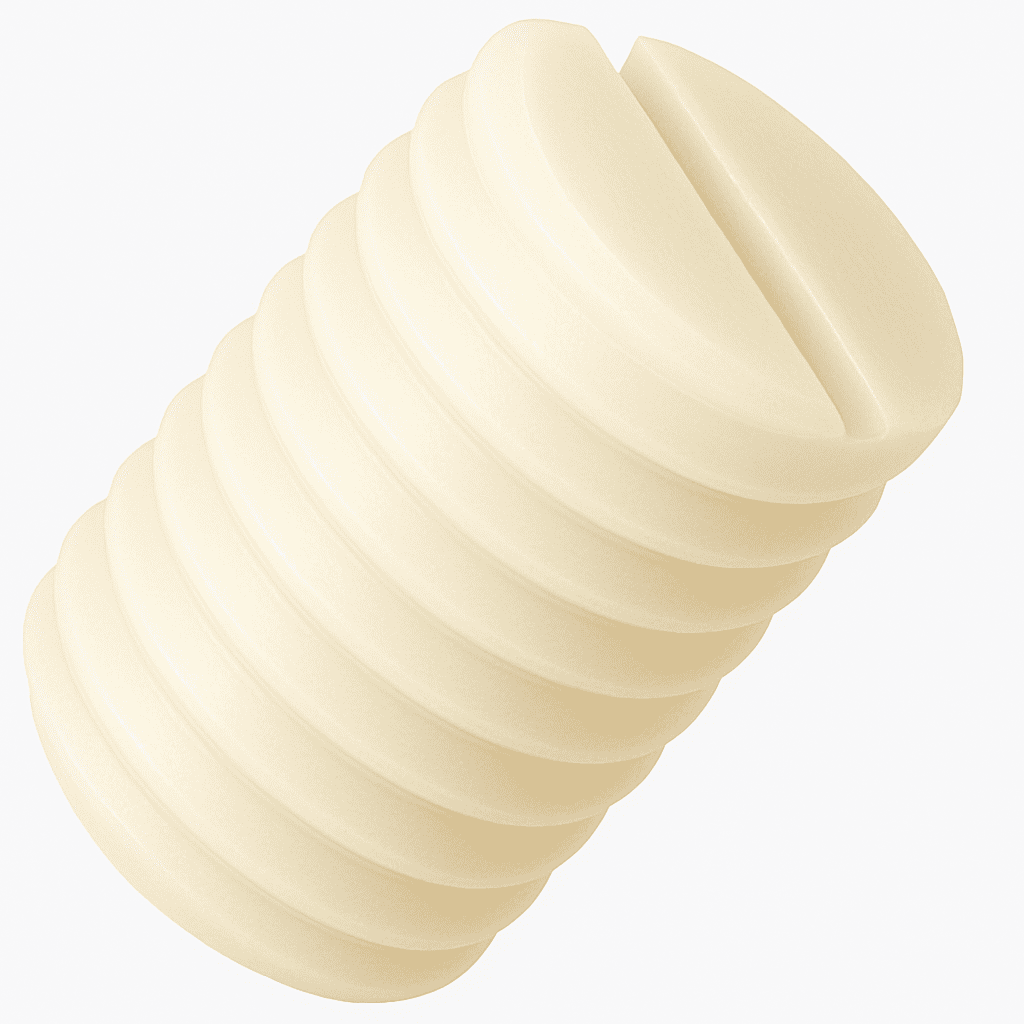 M10 x 40mm Slotted Head Flat Point Set / Grub Screws - Metric Nylon DIN 551 - Natural
