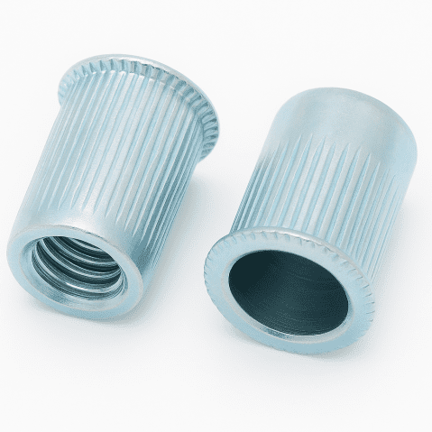 M4 x 13.0mm Steel Reduced Head, Round Knurled Body Rivet Nuts, Grip range 2.0 - 4.0mm, Hole Size 6.1mm