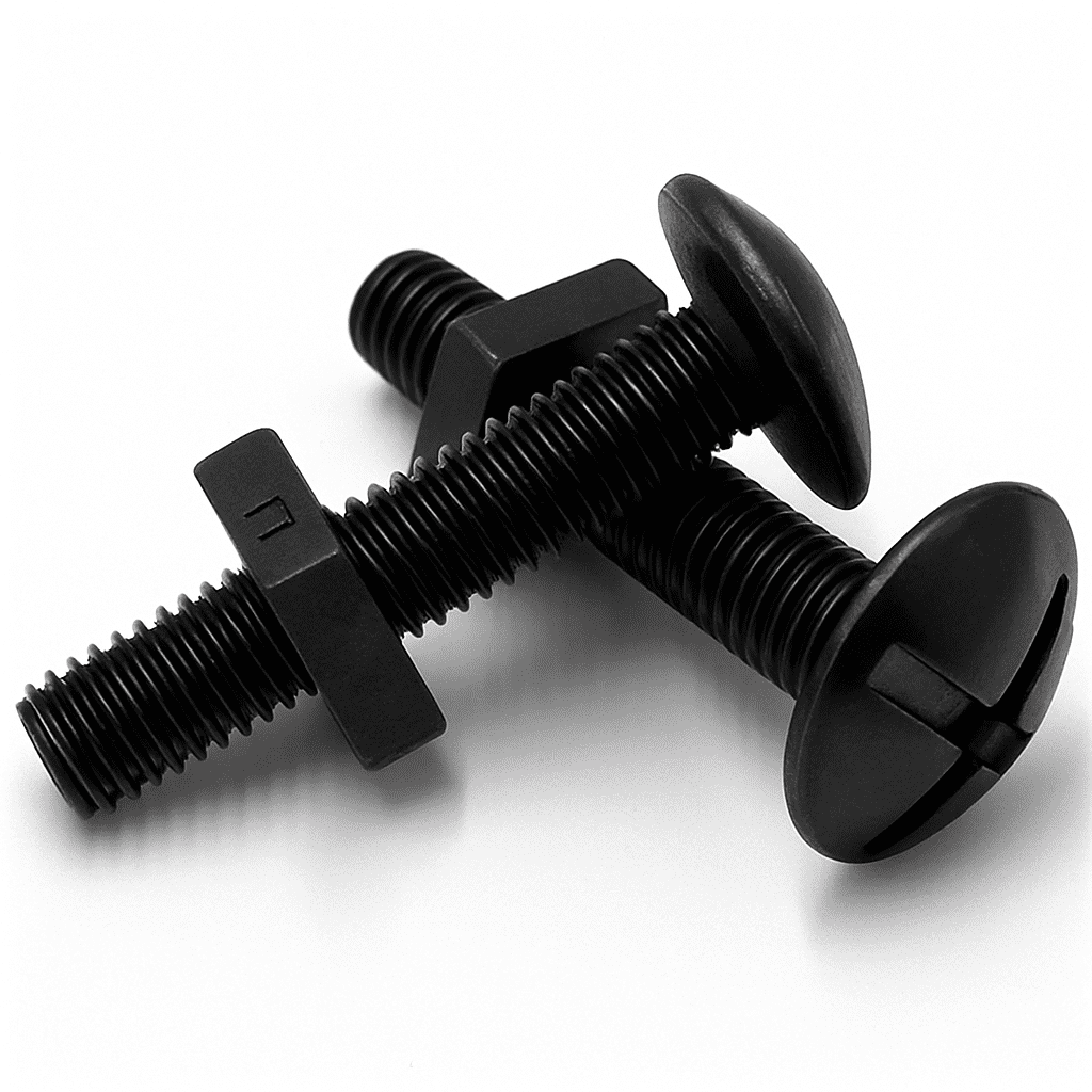 M6 x 30mm Roofing Bolt & Square Nut Mild Steel Black Passivated