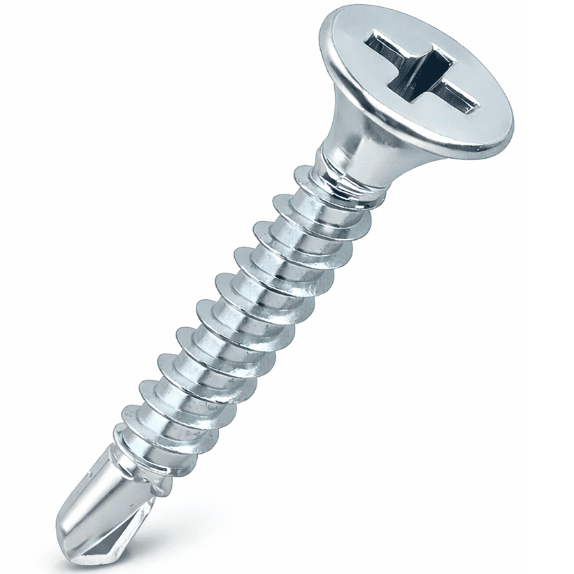 4.8 x 50mm Phillips Countersunk Self Drilling Steel Screws - Bright Zinc Plated, DIN 7504P H