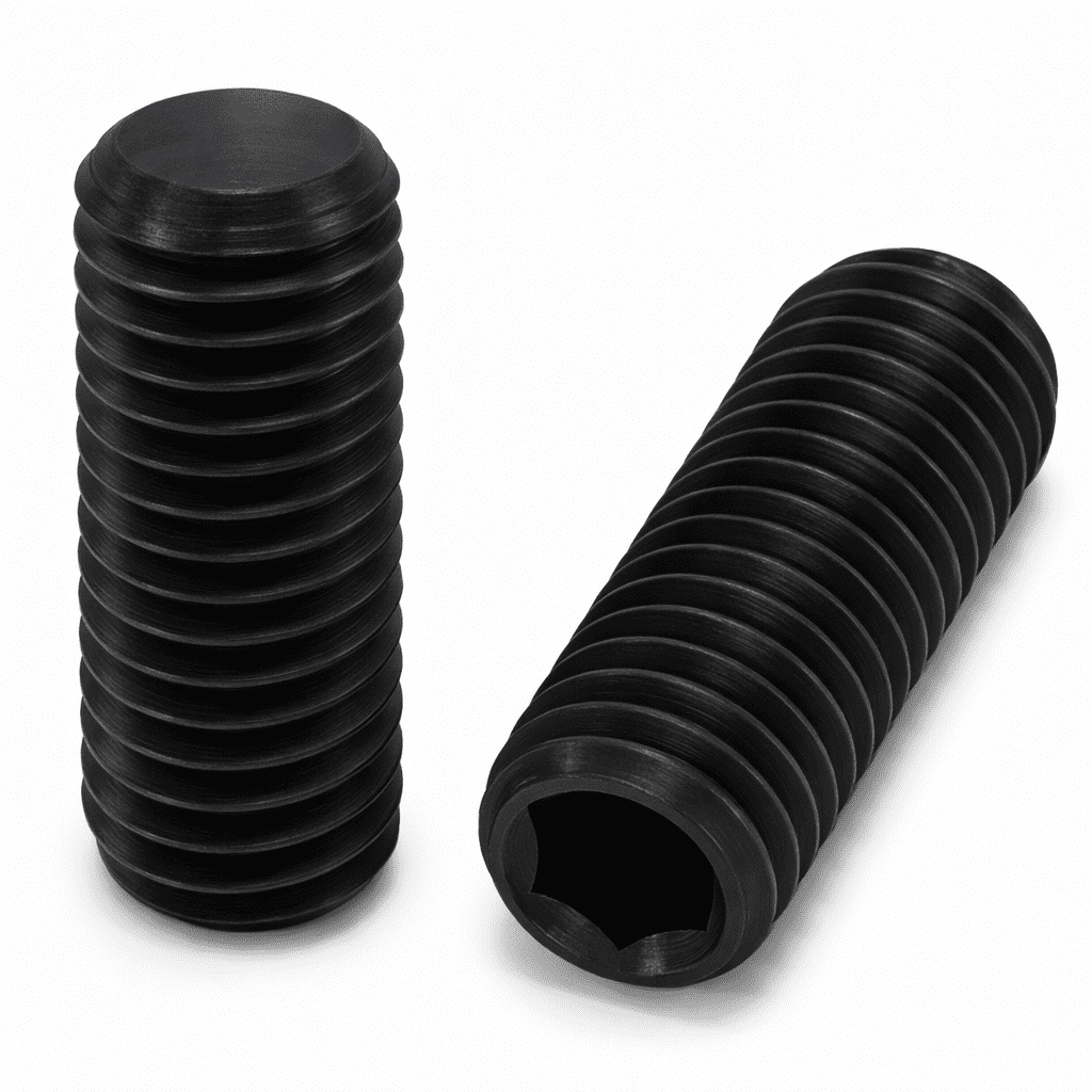 M20 x 55mm Socket Setscrews Flat Point - BLACK Stainless Steel A4 (316) DIN 913