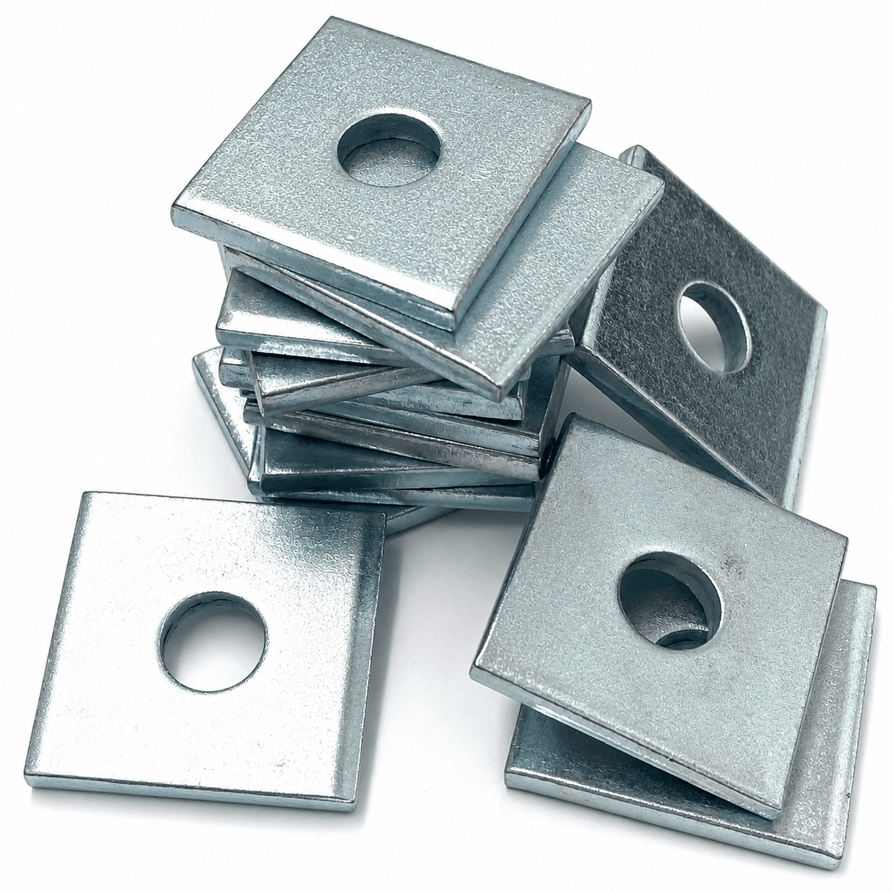 M10 x 40 x 5mm Mild Steel Square Plate Washer Bright Zinc Plated, DIN 436