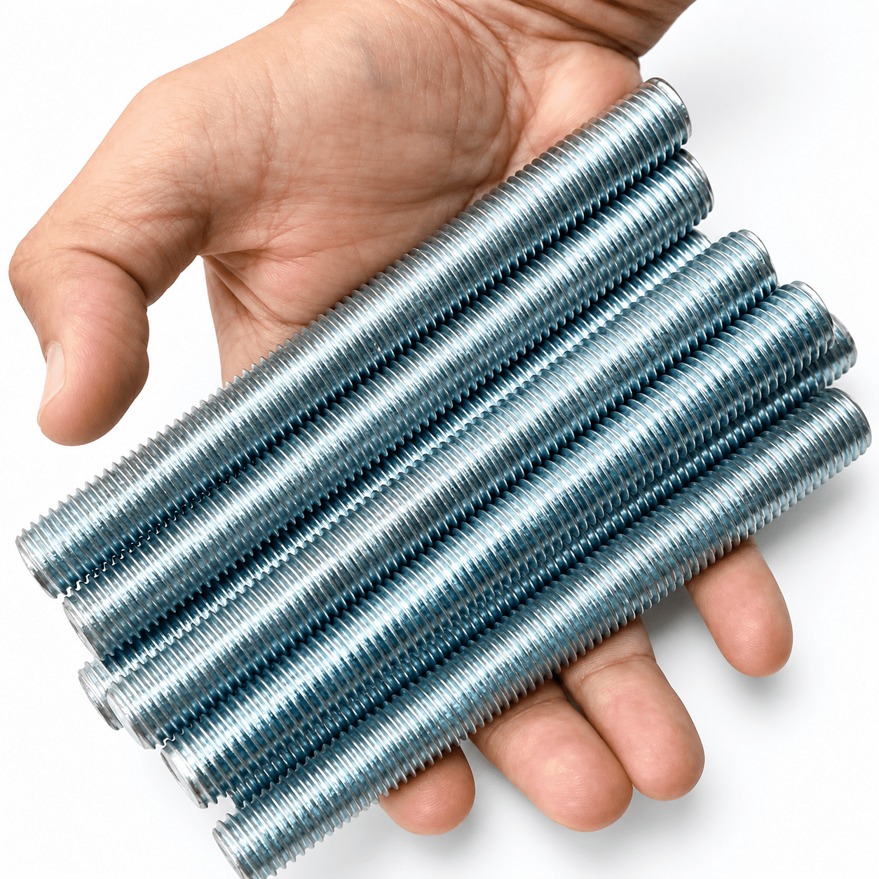 M8 x 100mm Mild Steel Allthread Studs - Metric Bright Zinc Plated Grade 4.8 Steel DIN 975