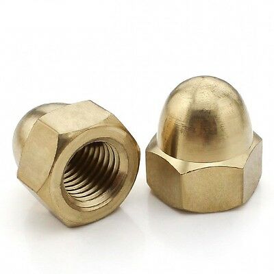 M10 Solid Brass Self Colour Dome Nuts, DIN 1587