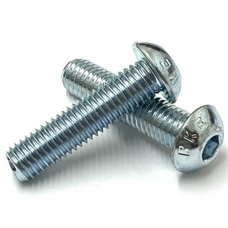 M5 x 12mm Socket Button Screw, High Tensile Grade 10.9 Bright Zinc Plated , ISO 7380