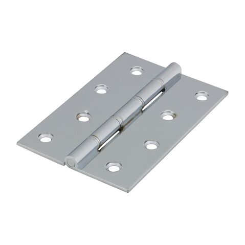 102 x 67 Double Steel Washered Hinges - Solid Brass - Polished Chrome (Pack of 2)