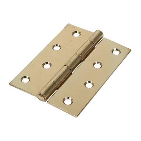 100 x 70 Butt Hinge - Fixed Pin (1838) - Electro Brass  (Pack of 2)