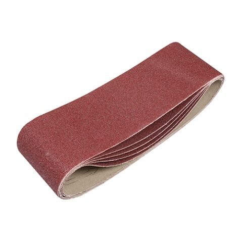 75 x 533mm Sanding Belts - 80 Grit - Red (Pack of 5)