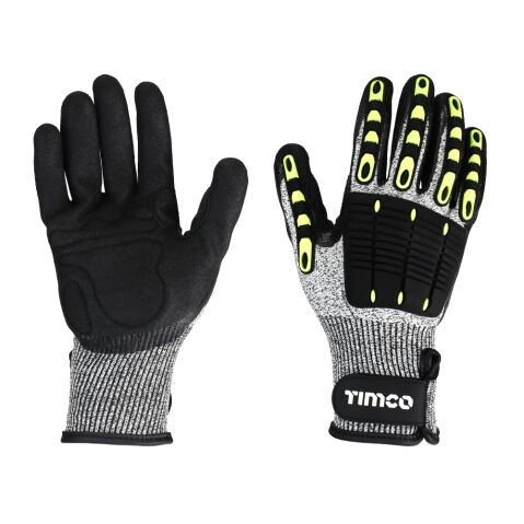Medium Impact Cut Glove - Sandy Nitrile Coated HPPE Fibre and Glass Fibre Gloves with TPR Pads