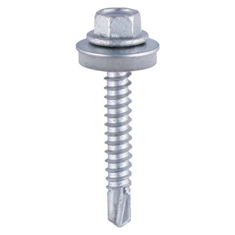 5.5 x 65mm Hexagon Self-Drilling Tek Screws Heavy Section Steel Zinc (with 16mm EPDM Washer) For 3.0-12.5mm Steel Thickness
