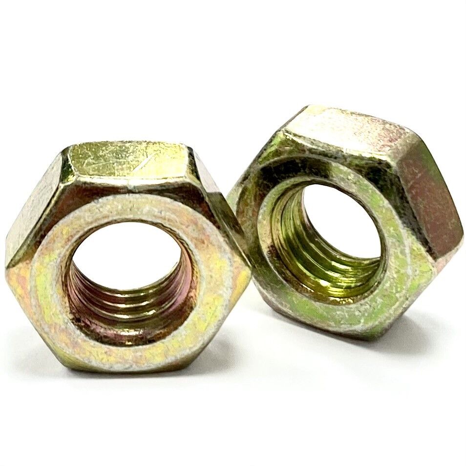 M22 x 1.5mm (pitch) Hexagon Full Nuts, Grade 8 Metric Fine Pitch Thread, Yellow Zinc Plated - DIN 934