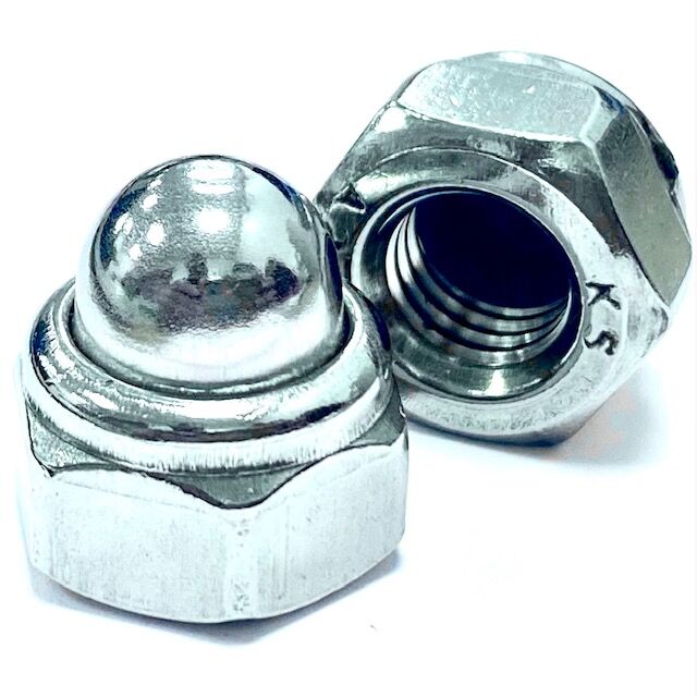 M5 Dome Nyloc Nuts Grade 6 Bright Zinc Plated BZP DIN 986