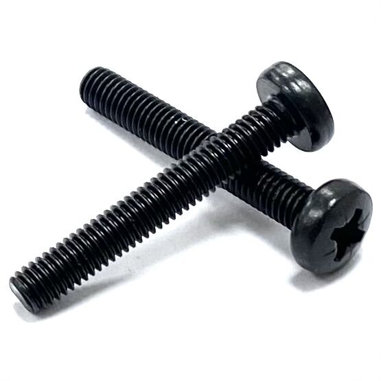 M6 x 16mm Pozidriv Pan Head Machine Screws - Steel Black Passivated DIN 7985