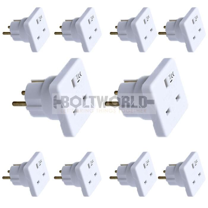 UK 3-PIN TO EUROPEAN 2-PIN PLUG Euro Europe Travel Adapter Power Plug Converter (Pack of 10)