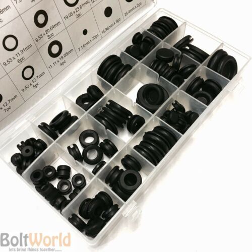 125 X Grommet Set Rubber Blanking Grommets Open Closed Assorted Sizes In Case