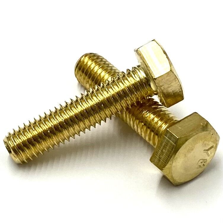 M8 x 40mm Hexagon Setscrews, Solid Brass, Fully Threaded, DIN 933