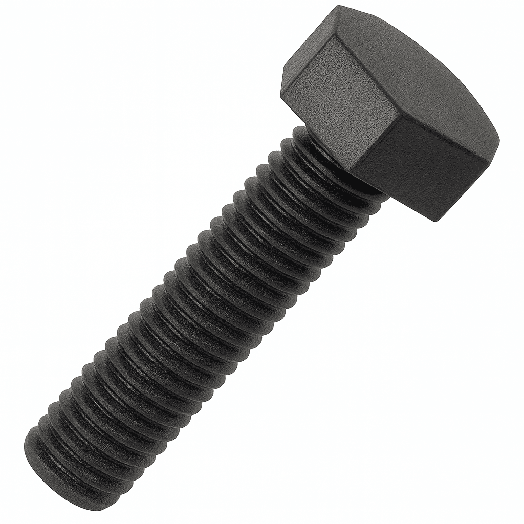 M2 x 25mm Nylon (Plastic) Black Hexagon Head Set Screw, Fully Threaded Bolts, DIN 933