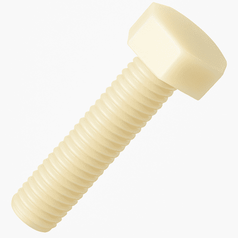 M4 x 16mm Nylon (Plastic) Hexagon Head Set Screw, Fully Threaded Bolts, DIN 933