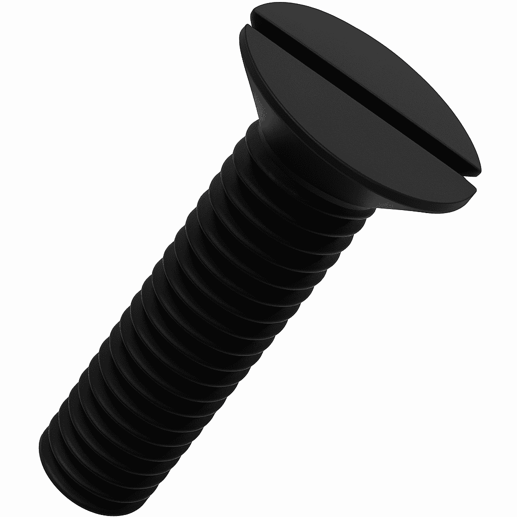 M2 x 8mm Slotted Countersunk Head Machine Screws - Plastic Polyamide Black (Nylon) 6.6 - DIN 963