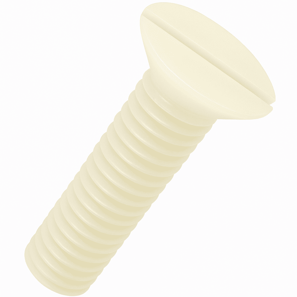 M3 x 16mm Slotted Countersunk Head Machine Screws - Plastic Polyamide (Nylon) 6.6 - DIN 963