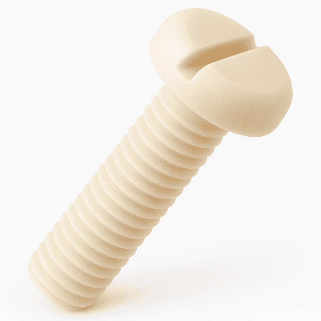 M3 x 10mm Slotted Pan Head Machine Screws - Plastic Polyamide (Nylon) 6.6 - DIN 85