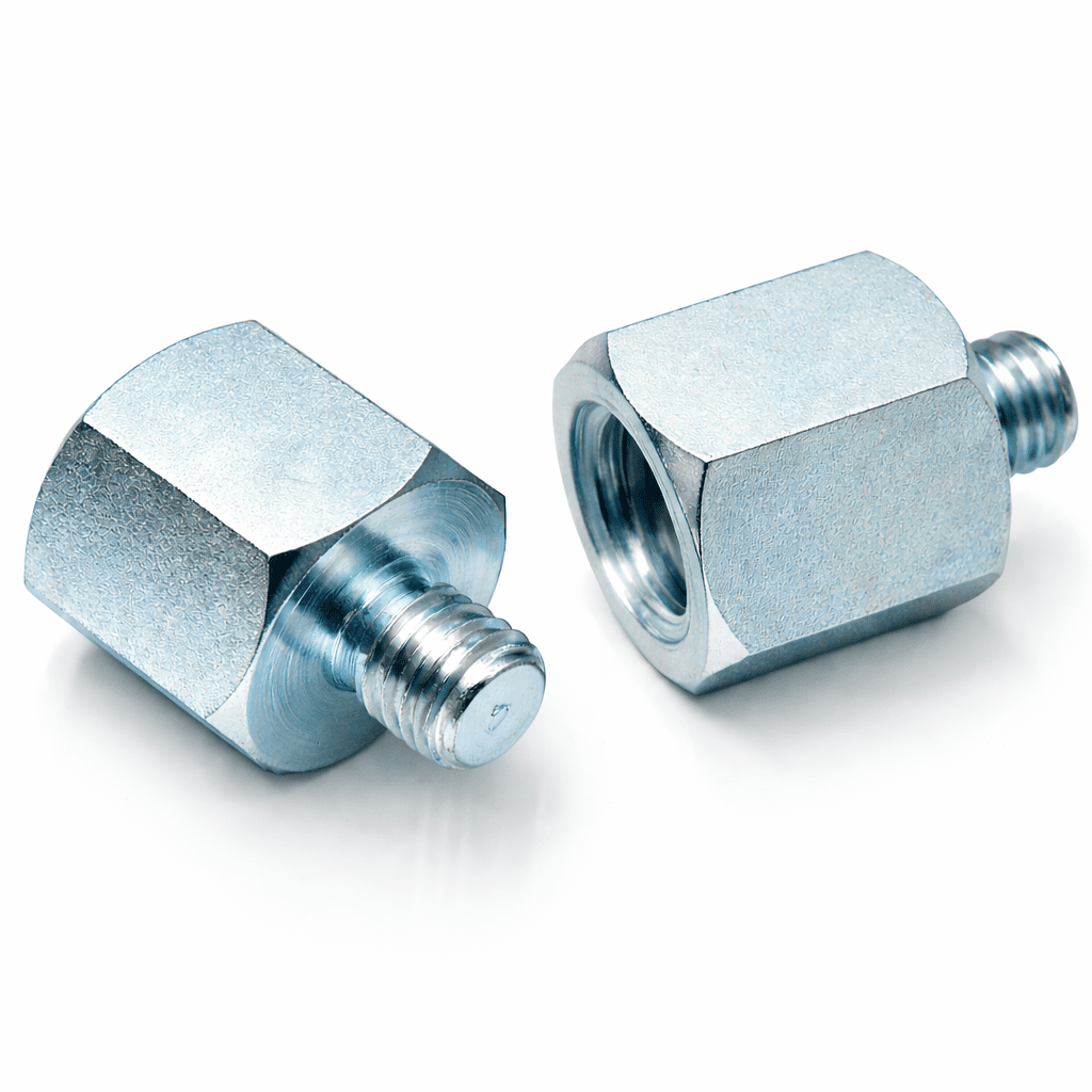 M6 to M8, Thread Rod Reducer Standoff, Free-cutting steel BLUE Passivated Zinc Plated, Metric Thread