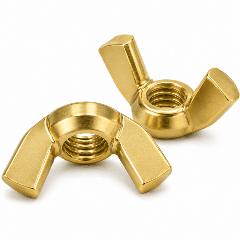 M8 Brass Self Colour Wing Nuts DIN 315, ANSI B18.17
